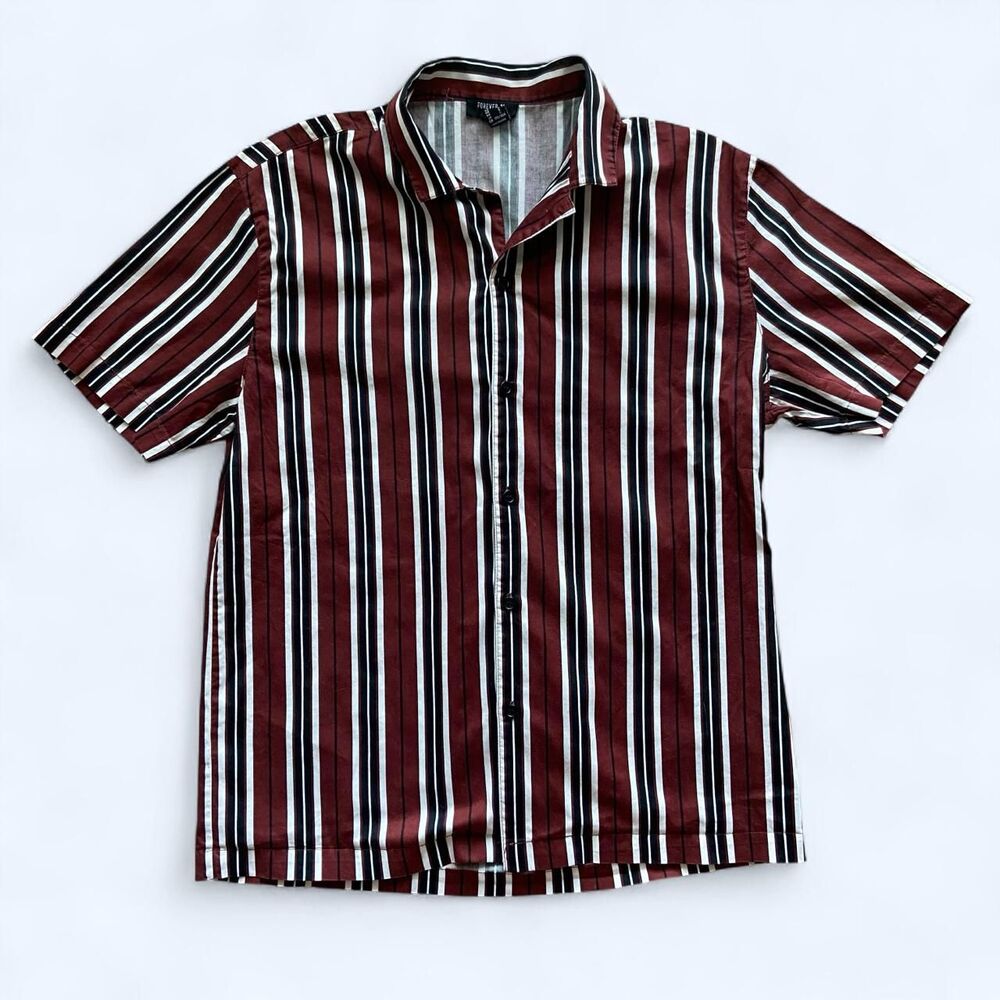 Forever 21 Men’s Red Striped Button Up Shirt